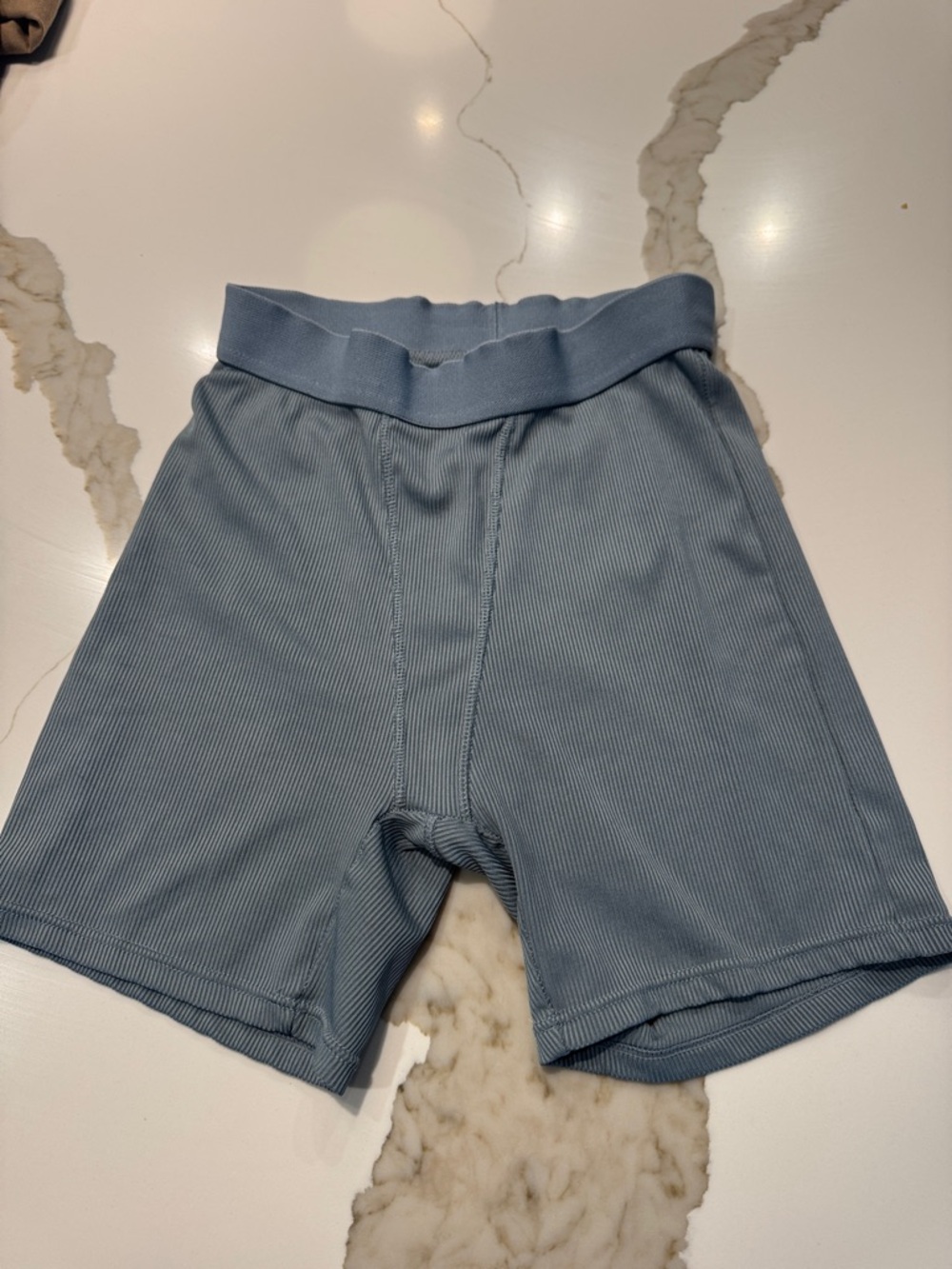 Light Blue Ribbed Bike Shorts